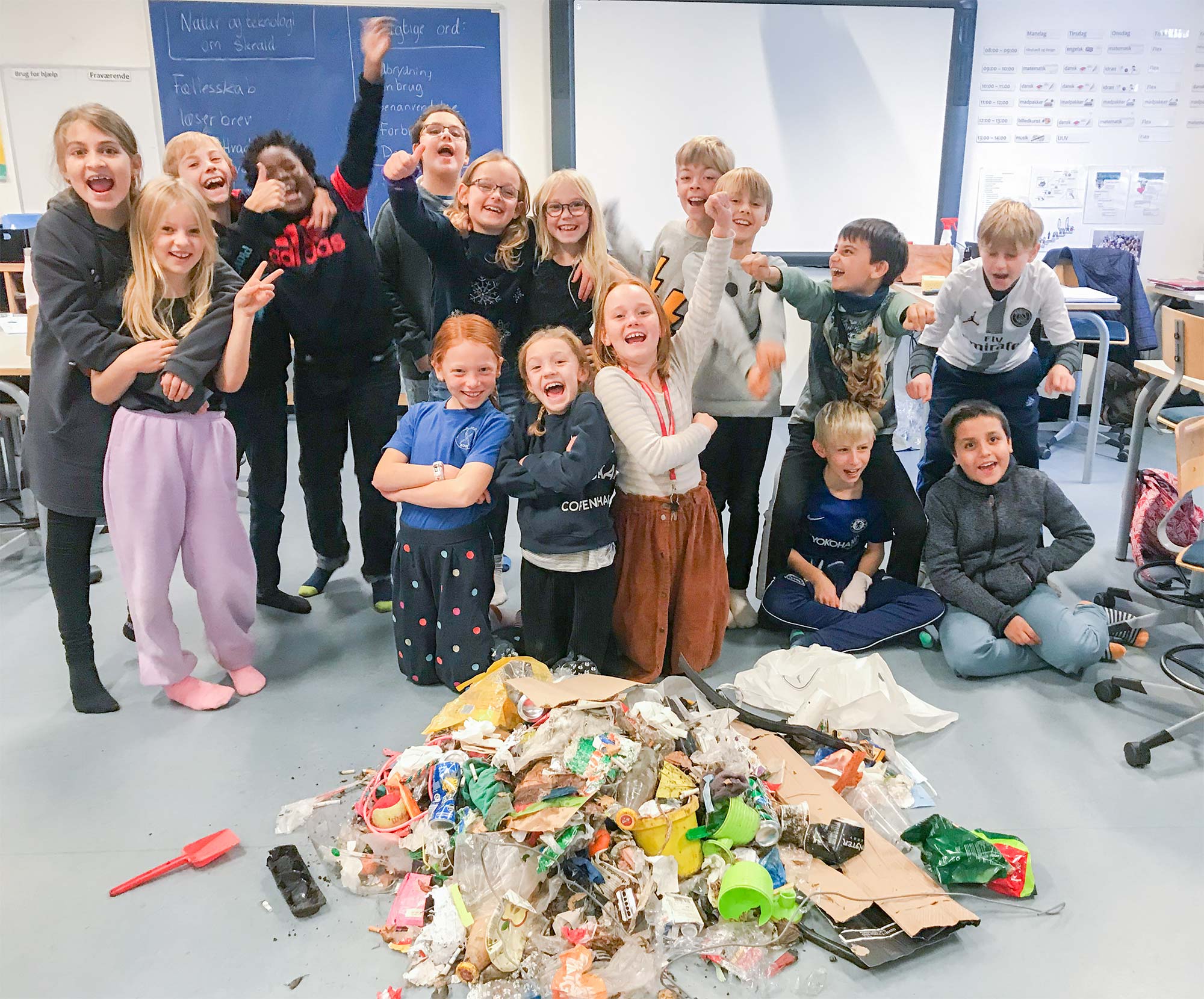 3.E på Nordstrandskolen sender med begejstring opfordring til bedre løsning af affaldssortering.