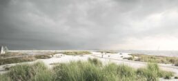 Arkitema og COWI’s forslag til strandenge med stisystem ved Søvang.
