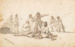 J.H. Koekkoeks (1778–1851) tegning »Scheepsvolk met kisten«. Foto: Zeeuws Archief.