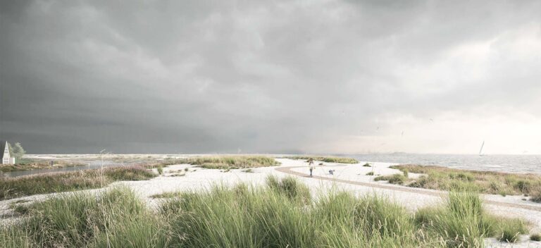 Arkitema og COWI’s forslag til strandenge med stisystem ved Søvang.