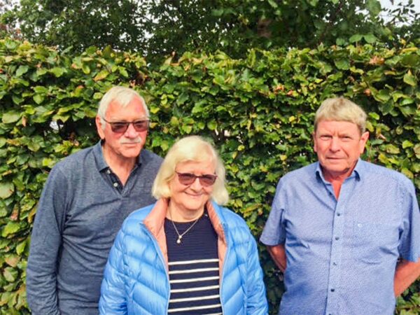 Flemming Nielsen (tv.), Wiebke Zickert og Peter Bothmann giver foredrag på Wiedergården på tirsdag.