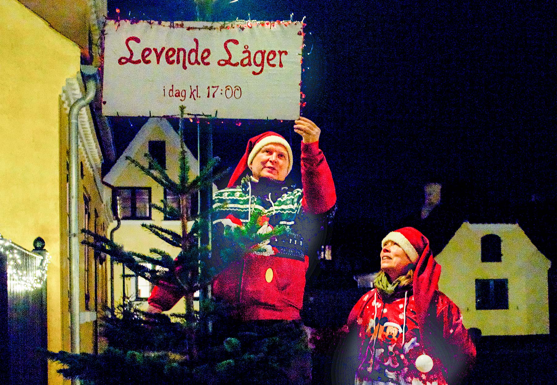 Hver dag fra den 1. til den 24. december er der mødested under dette skilt på Badstuevælen. Arkivfoto: TorbenStender.
