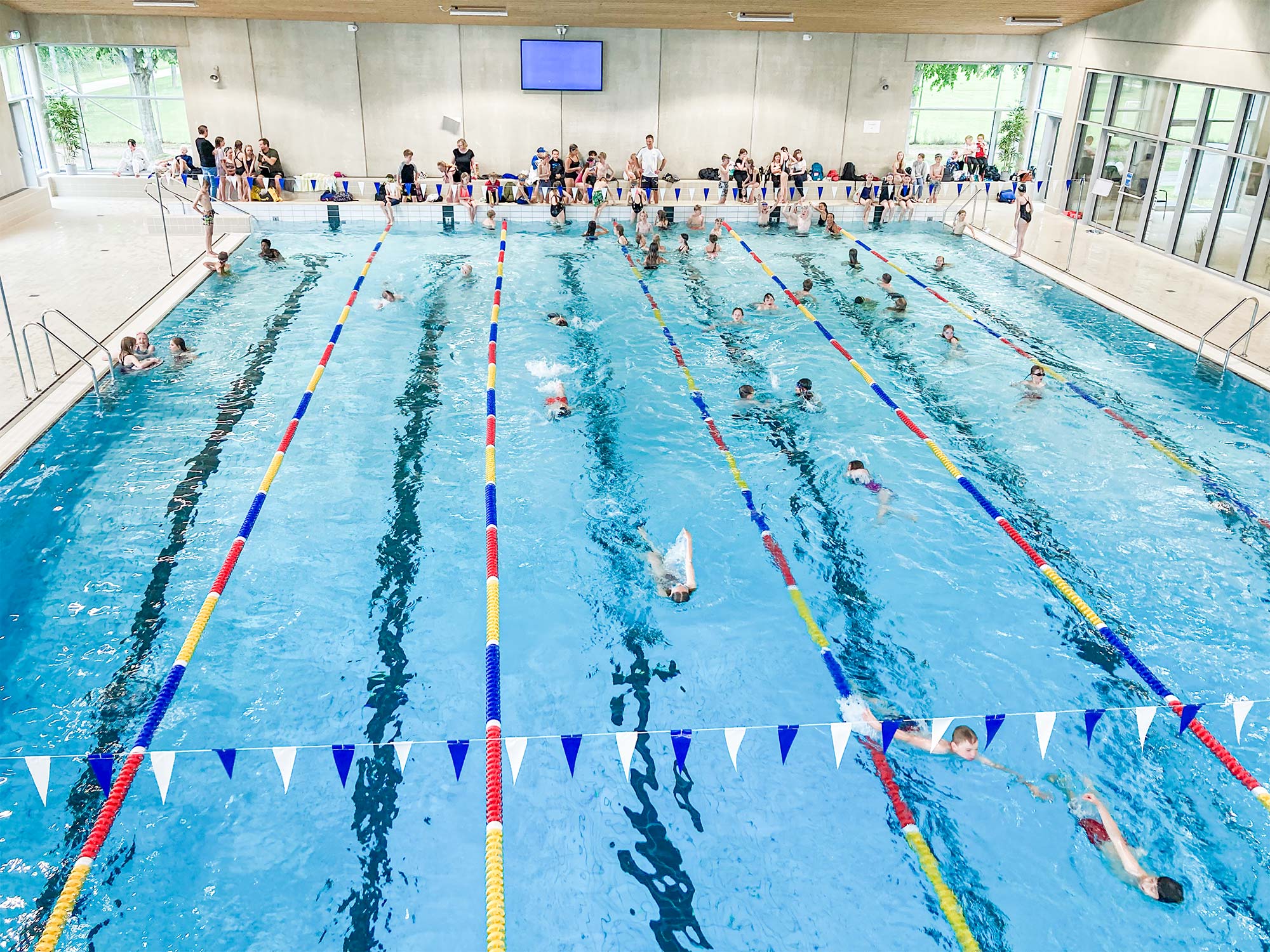 Eleverne konkurrerer i en række forskellige svømmediscipliner ved stævnet.
