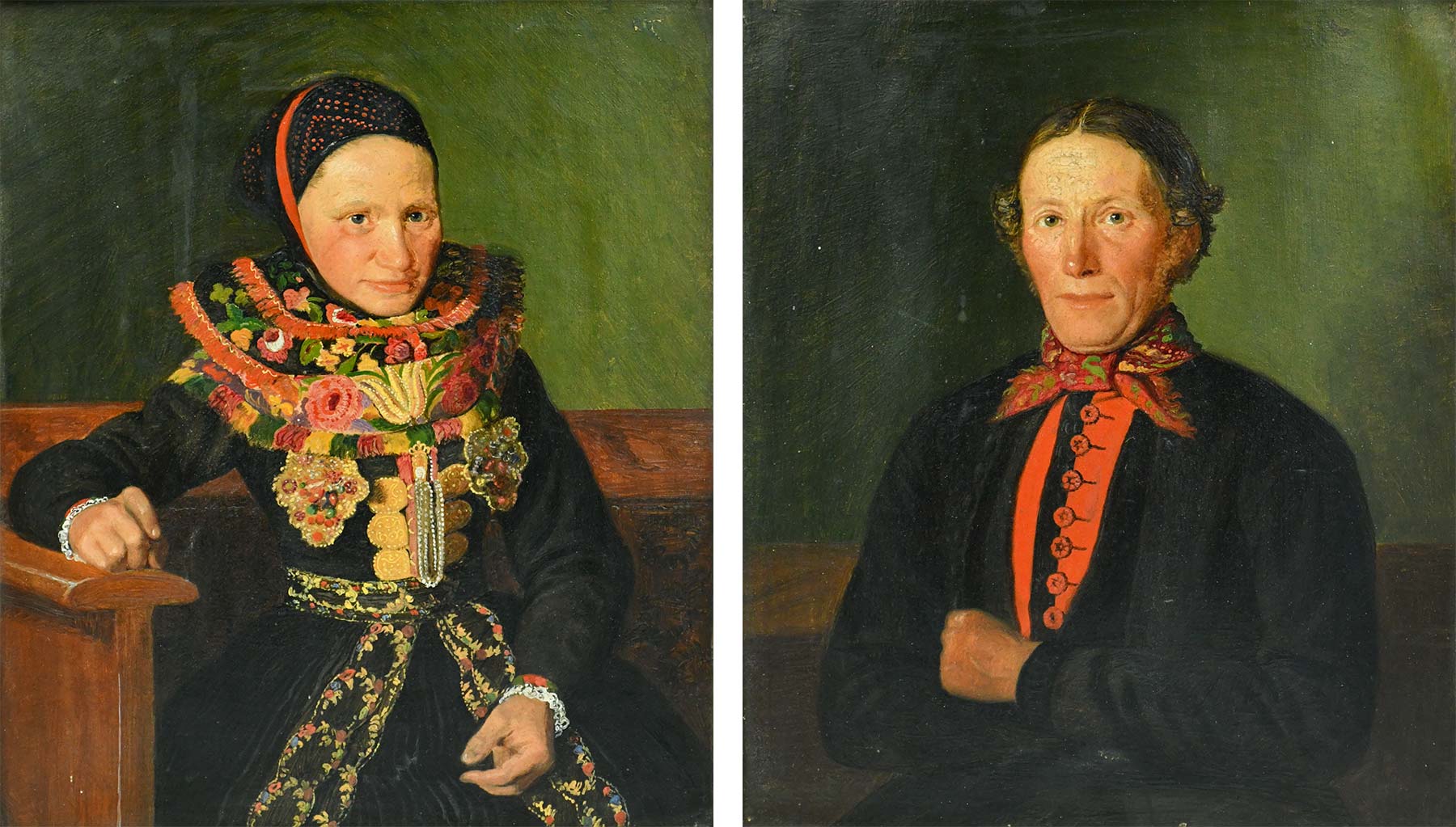 Julius Exners portrætter af Trein Crilles Bacher og Zibrandt Jansen. Fotos: Museum Amager.