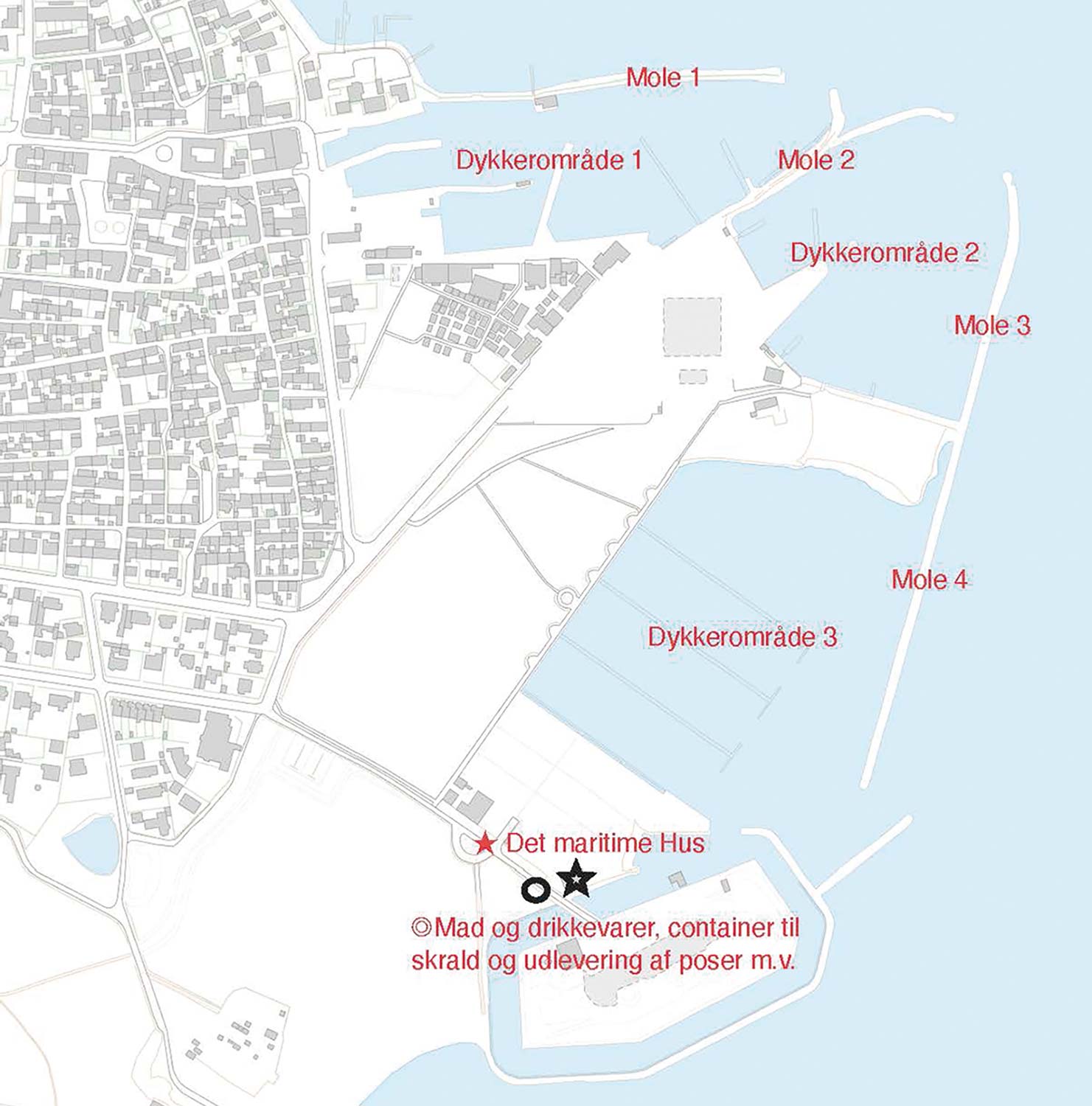 Oversigtskort over Naturvogterne Dragørs oprydningsarrangement på Drag­ør Havn, der finder sted på søndag, den 19. juni.