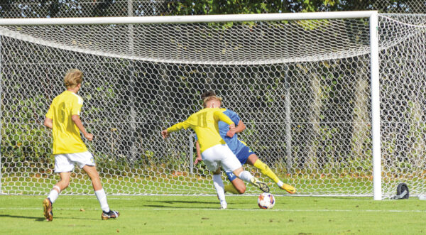 Mathias Rahbek (th.) bringer DB foran 1–0. Foto: Henrik Rosschou.